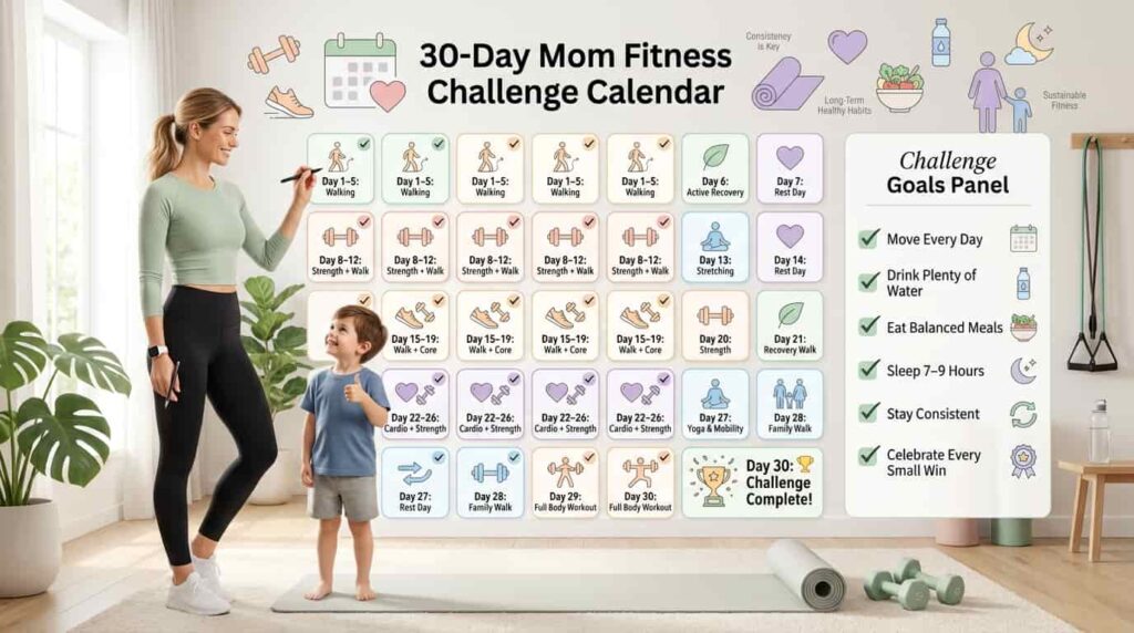 30 day mom fitness challenge calendar