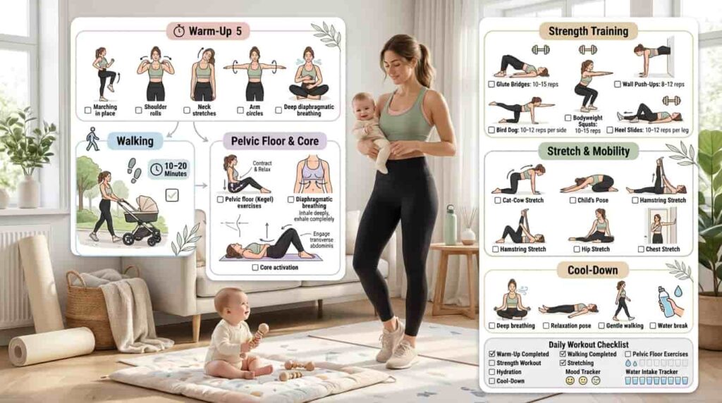 beginner postpartum workout routine