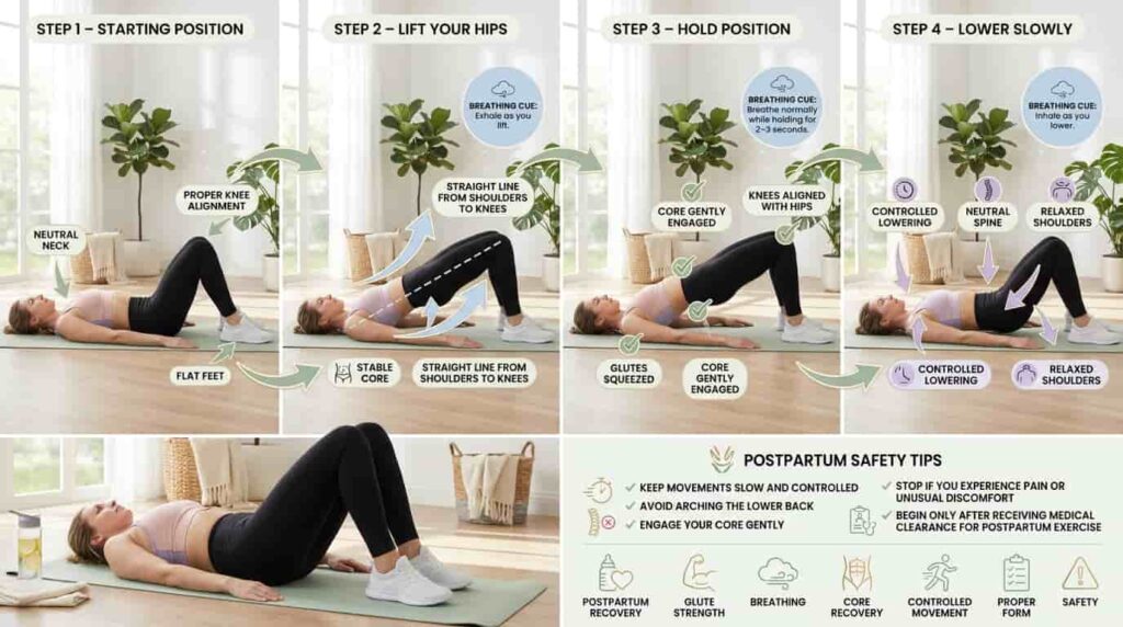 postpartum glute bridge exercise