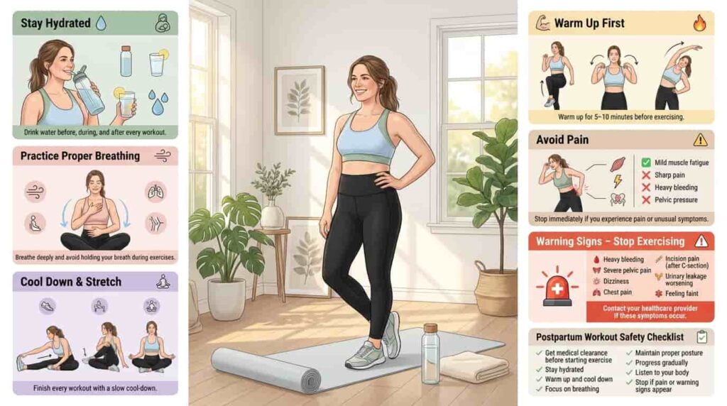 postpartum workout safety tips