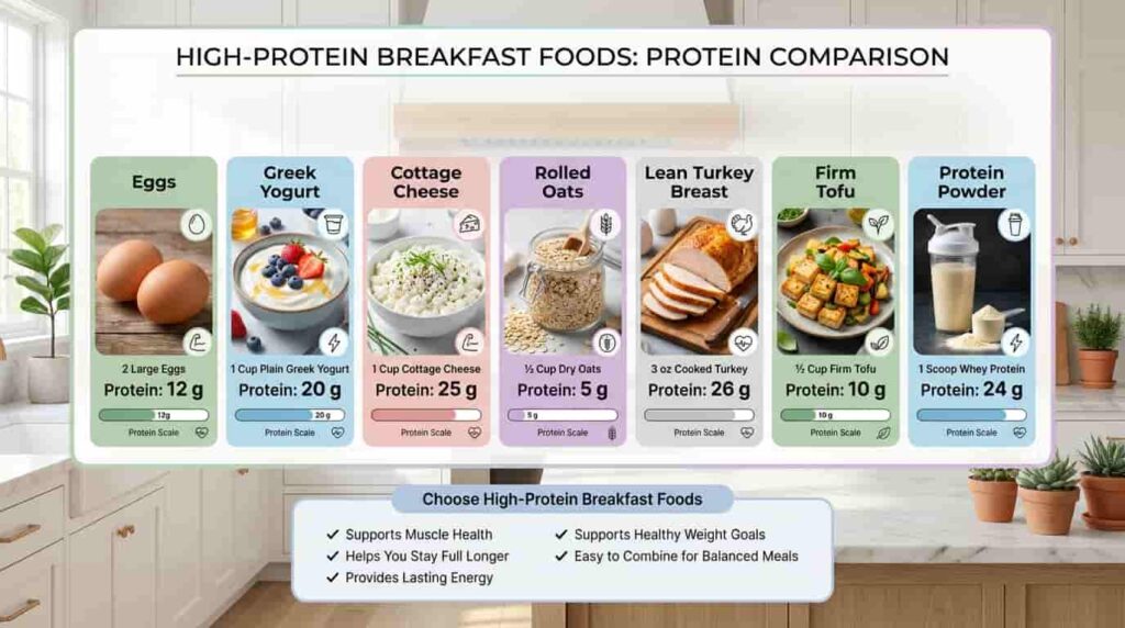 protein content breakfast foods