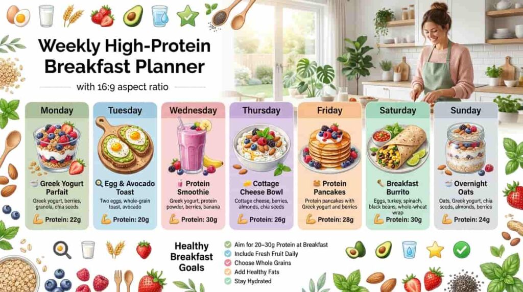 weekly high protein breakfast plan